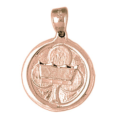 10K, 14K or 18K Gold Clover With Crown Pendant