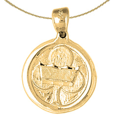 10K, 14K or 18K Gold Clover With Crown Pendant