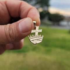 10K, 14K or 18K Gold Cross and Crown Pendant