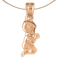 Colgante de niño orante de oro de 14 quilates o 18 quilates