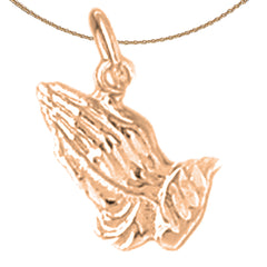 Colgante de manos orando en oro de 14 quilates o 18 quilates