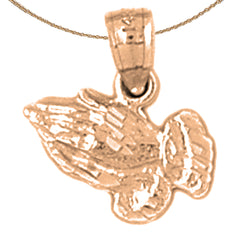 Colgante de manos orando en oro de 14 quilates o 18 quilates