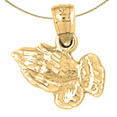 Colgante de manos orando en oro de 14 quilates o 18 quilates