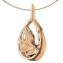 Colgante de manos orando en oro de 10K, 14K o 18K