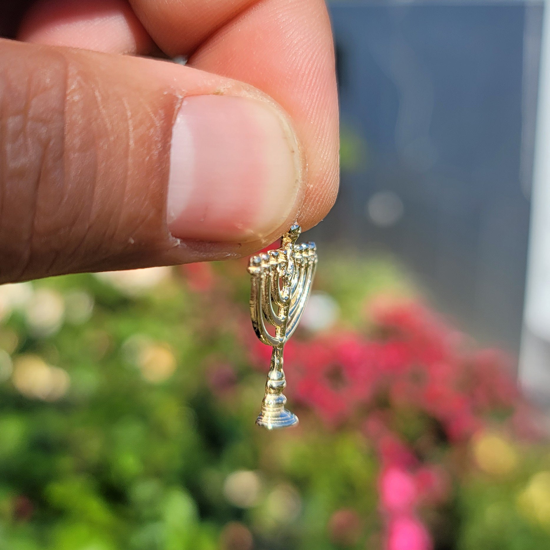 14K or 18K Gold Menorah with Star of David Pendant
