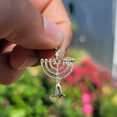 14K or 18K Gold Menorah with Star of David Pendant