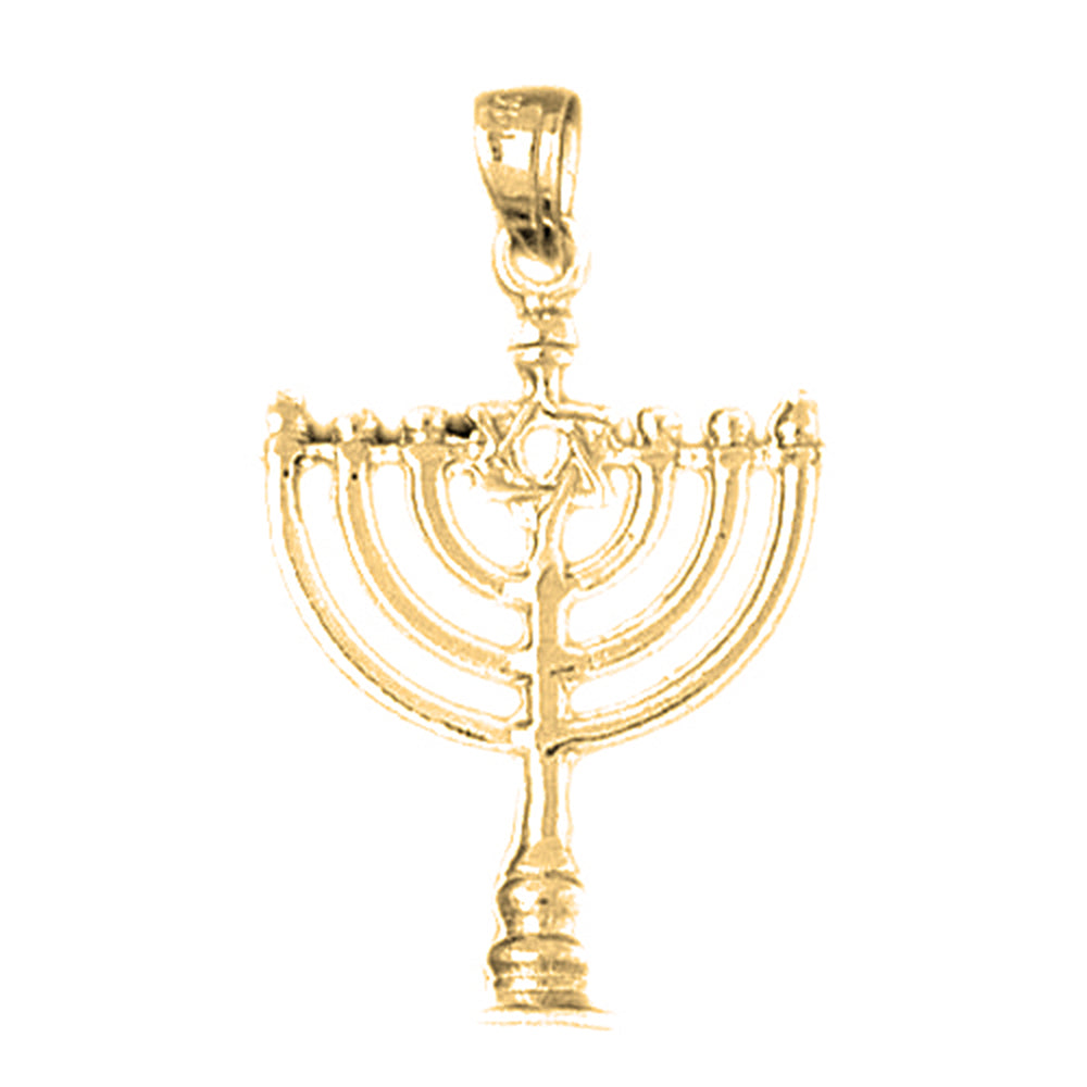 14K or 18K Gold Menorah with Star of David Pendant