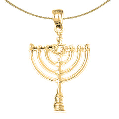 14K or 18K Gold Menorah with Star of David Pendant