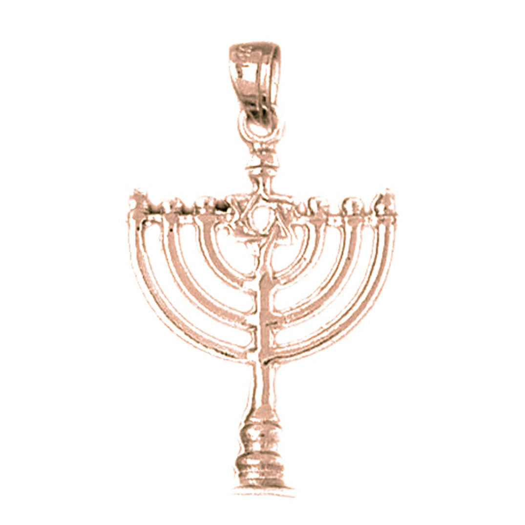 14K or 18K Gold Menorah with Star of David Pendant