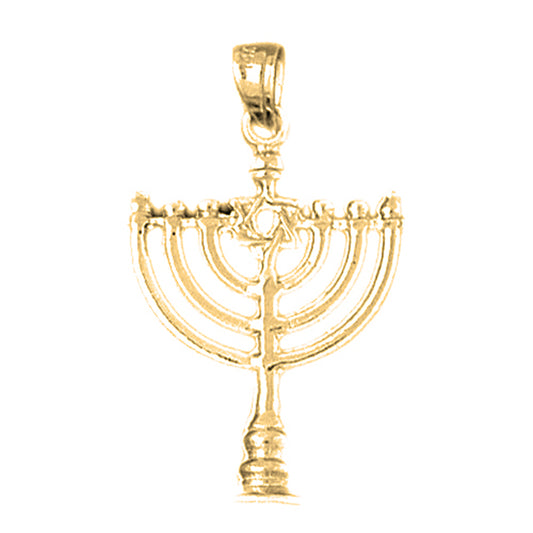 14K or 18K Gold Menorah with Star of David Pendant