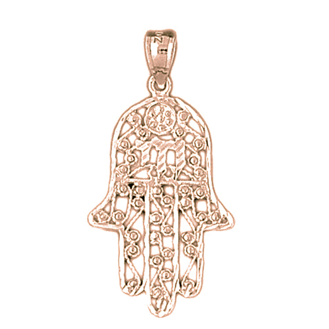 14K or 18K Gold Hamsa with Chai Pendant