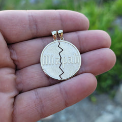 10K, 14K or 18K Gold Breakable Round Mizpah Pendant