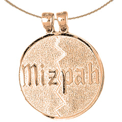 10K, 14K or 18K Gold Breakable Round Mizpah Pendant