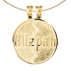 10K, 14K or 18K Gold Breakable Round Mizpah Pendant