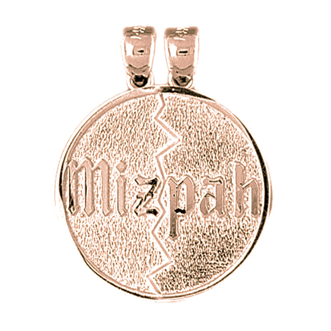 10K, 14K or 18K Gold Breakable Round Mizpah Pendant