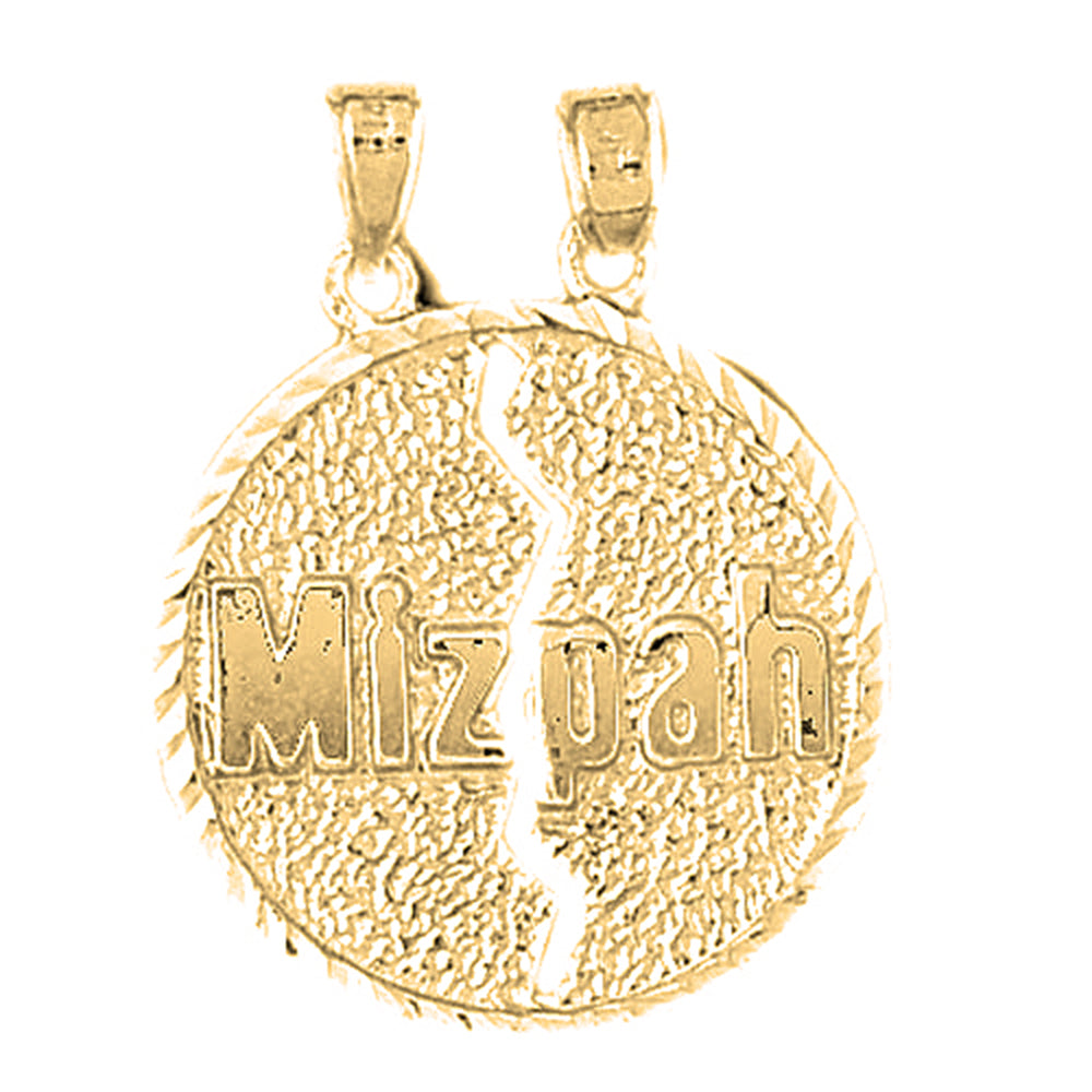 10K, 14K or 18K Gold Breakable Round Mizpah Pendant