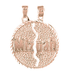 10K, 14K or 18K Gold Breakable Round Mizpah Pendant