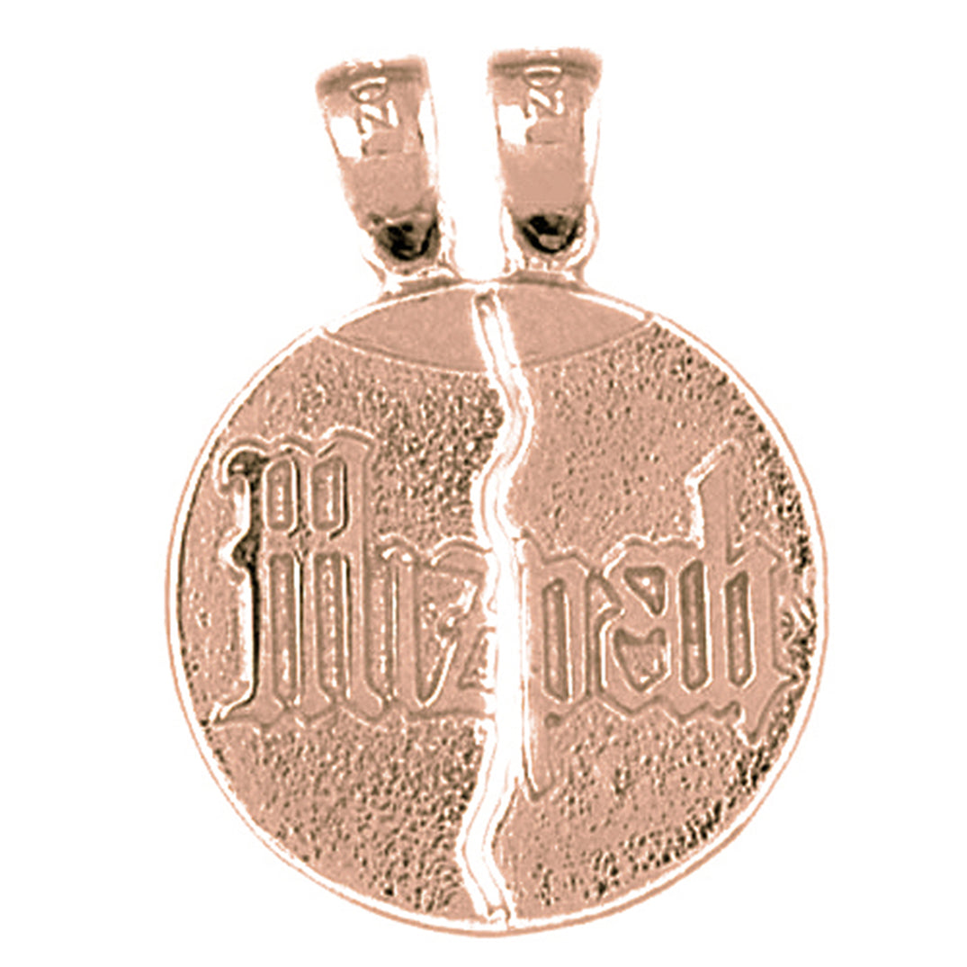 10K, 14K or 18K Gold Breakable Round Mizpah Pendant