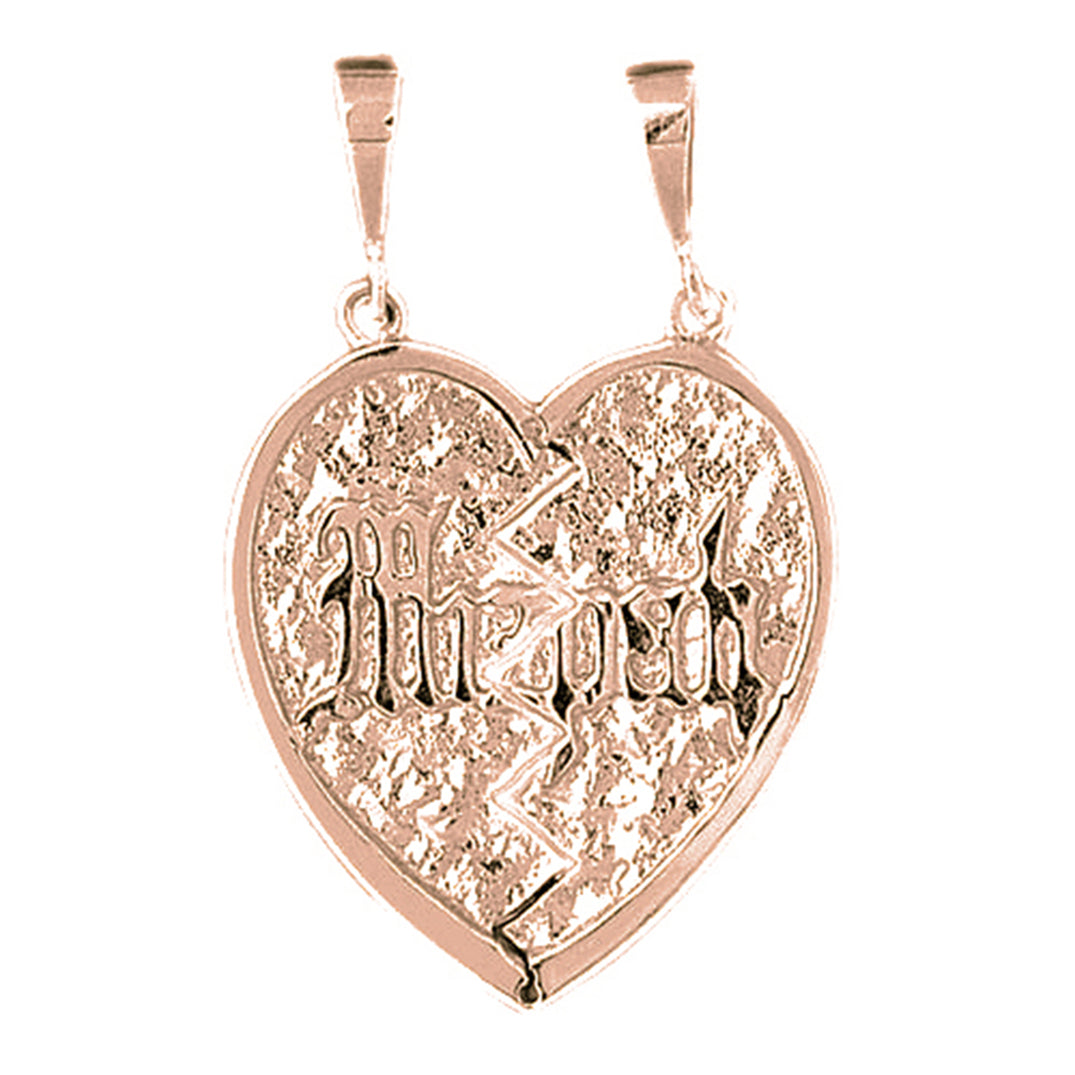 10K, 14K or 18K Gold Breakable Heart Mizpah Pendant