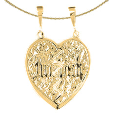 10K, 14K or 18K Gold Breakable Heart Mizpah Pendant