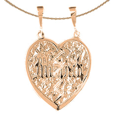 10K, 14K or 18K Gold Breakable Heart Mizpah Pendant