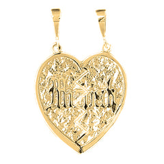 10K, 14K or 18K Gold Breakable Heart Mizpah Pendant