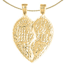 10K, 14K or 18K Gold Breakable Heart Mizpah Pendant