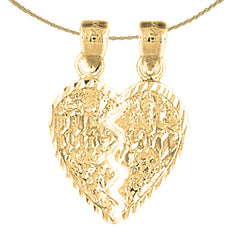 10K, 14K or 18K Gold Breakable Heart Mizpah Pendant