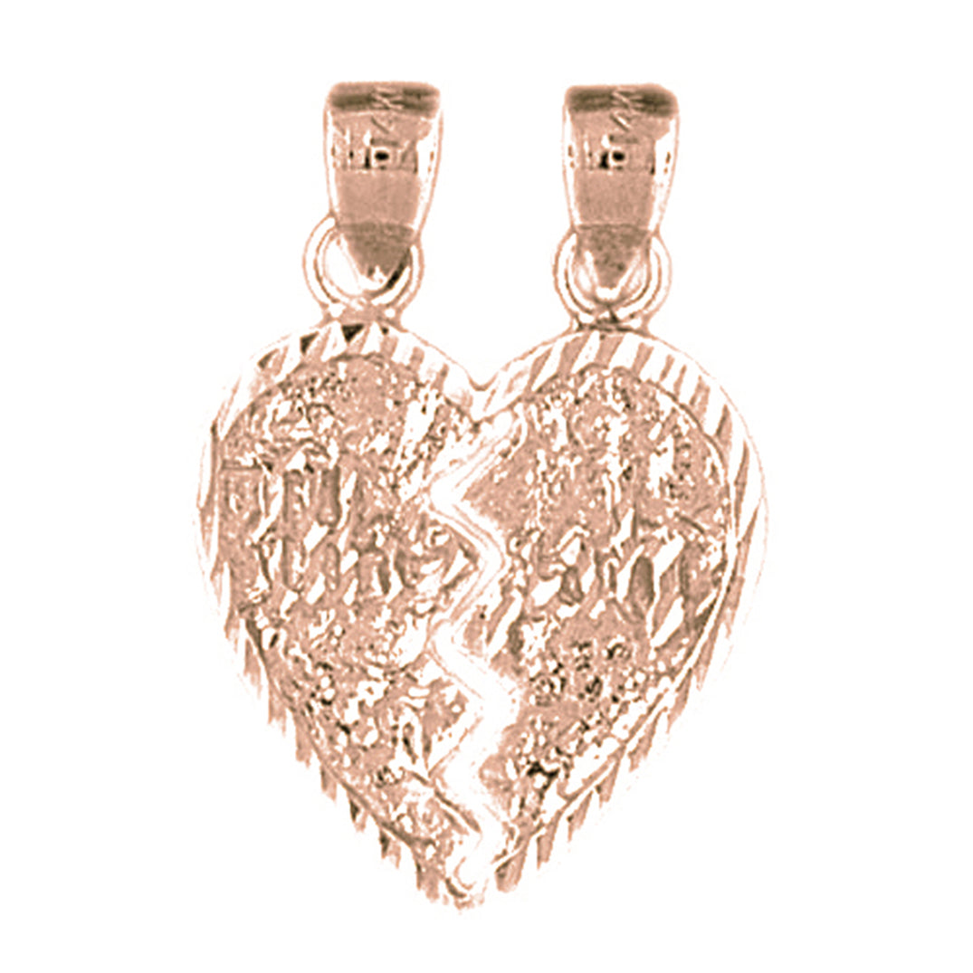 10K, 14K or 18K Gold Breakable Heart Mizpah Pendant