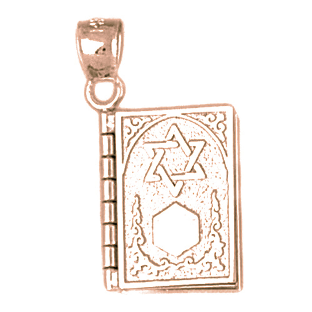 10K, 14K or 18K Gold 3D Ten Commandments Book Pendant