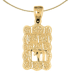 14K or 18K Gold Wailing Wall Pendant