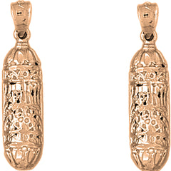 14K or 18K Gold 32mm Jewish Torah Scroll Earrings