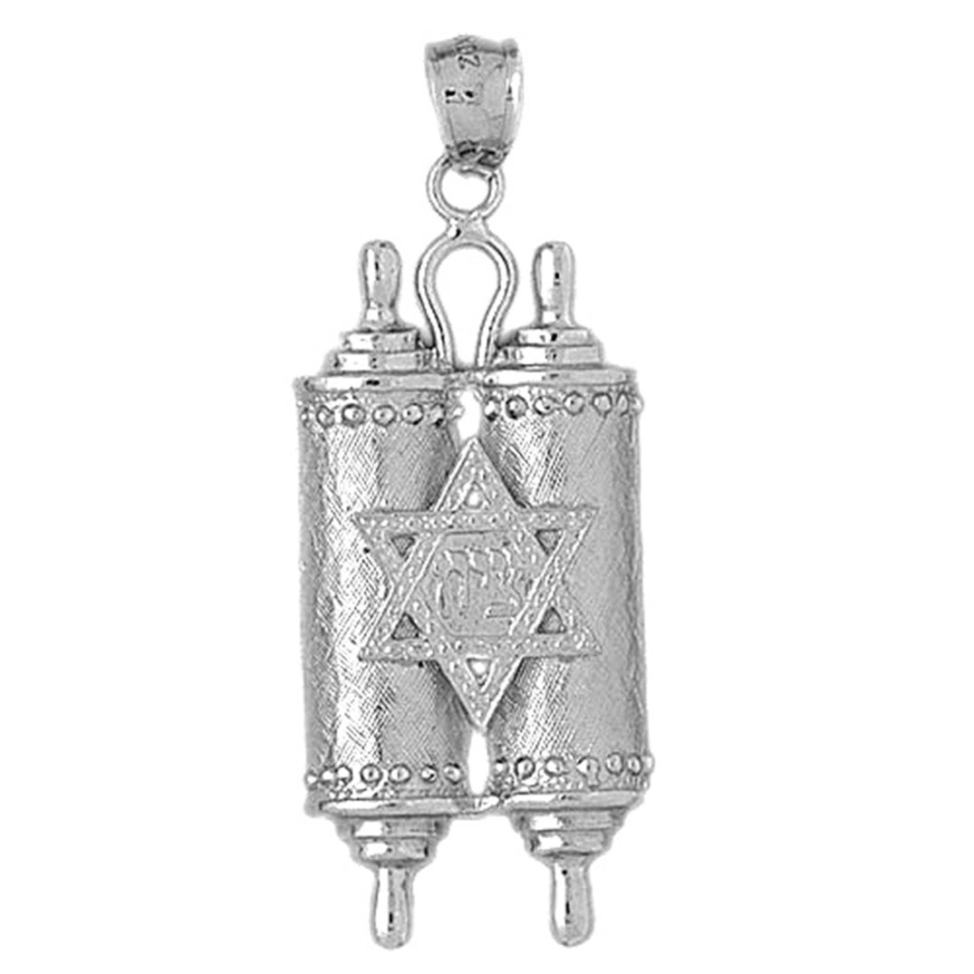 10K, 14K or 18K Gold Jewish Torah Scroll with Star Pendant