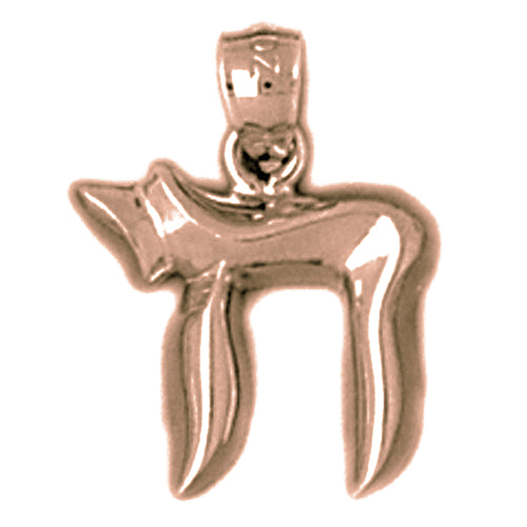 14K or 18K Gold Polished Jewish Chai Pendant