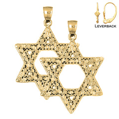 Sterling Silver 50mm Star of David Earrings (White or Yellow Gold Plated)