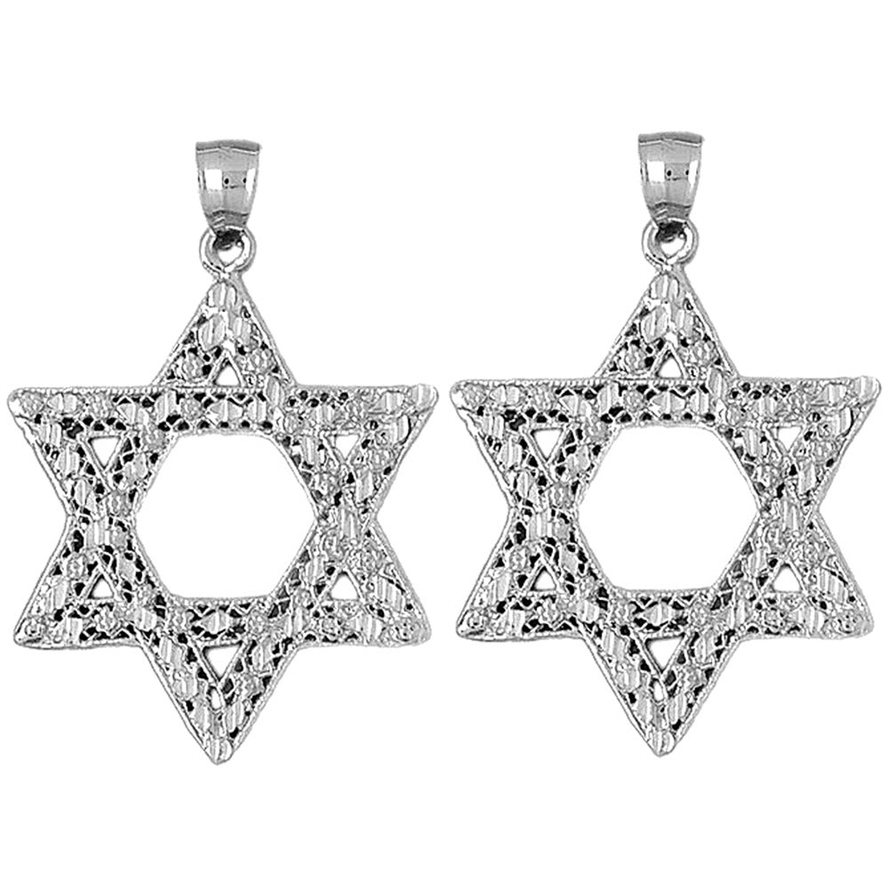 Sterling Silver 50mm Star of David Earrings