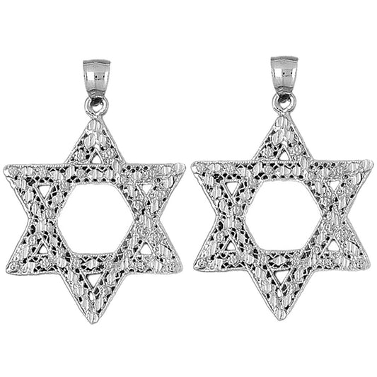 Sterling Silver 50mm Star of David Earrings