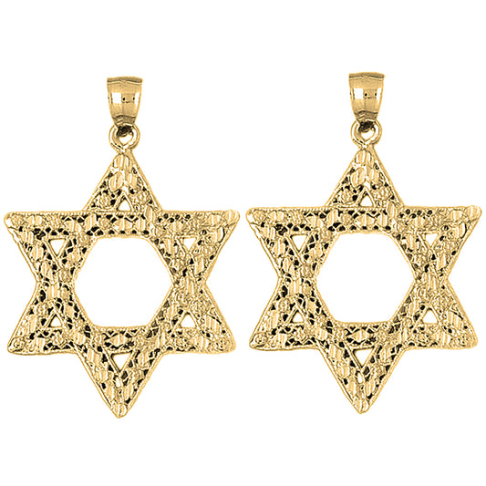 14K or 18K Gold 50mm Star of David Earrings