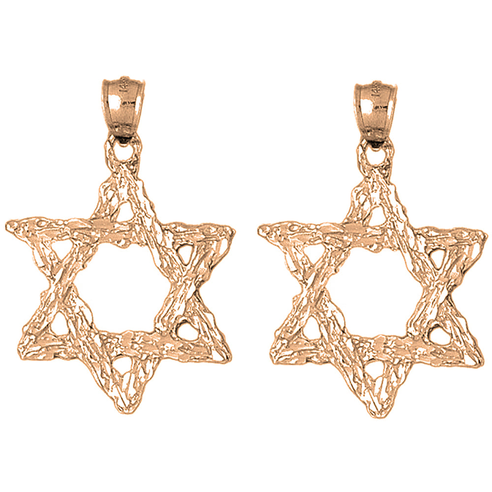 14K or 18K Gold 41mm Star of David Earrings