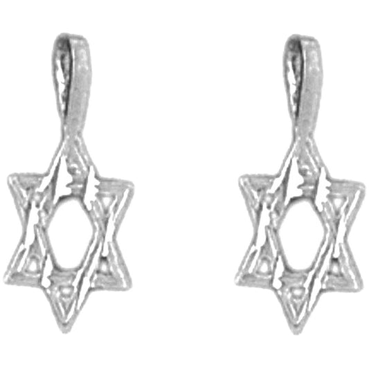 Sterling Silver 14mm Star of David Earrings