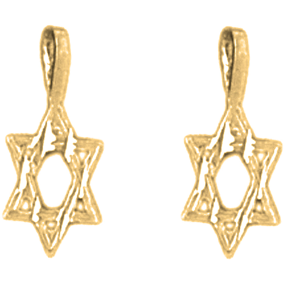 Yellow Gold-plated Silver 14mm Star of David Earrings