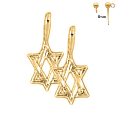 Sterling Silver 13mm Star of David Earrings (White or Yellow Gold Plated)