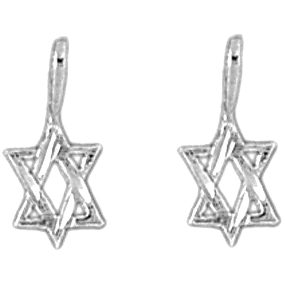 Sterling Silver 13mm Star of David Earrings