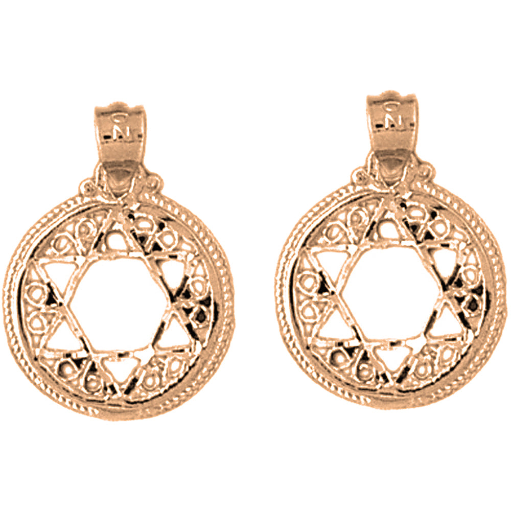 14K or 18K Gold 20mm Star of David Earrings