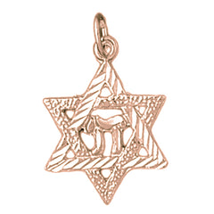 14K or 18K Gold Star of David with Chai Pendant