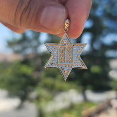 10K, 14K or 18K Gold Star of David with Ten Commandments Pendant