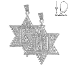 14K or 18K Gold Star of David with Ten Commandments Earrings