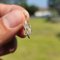 14K or 18K Gold Star of David with Menorah Pendant