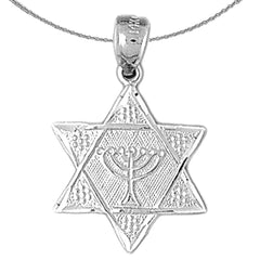 14K or 18K Gold Star of David with Menorah Pendant