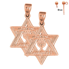 Pendientes Happy Hanukkah Estrella de David de Oro de 14K o 18K